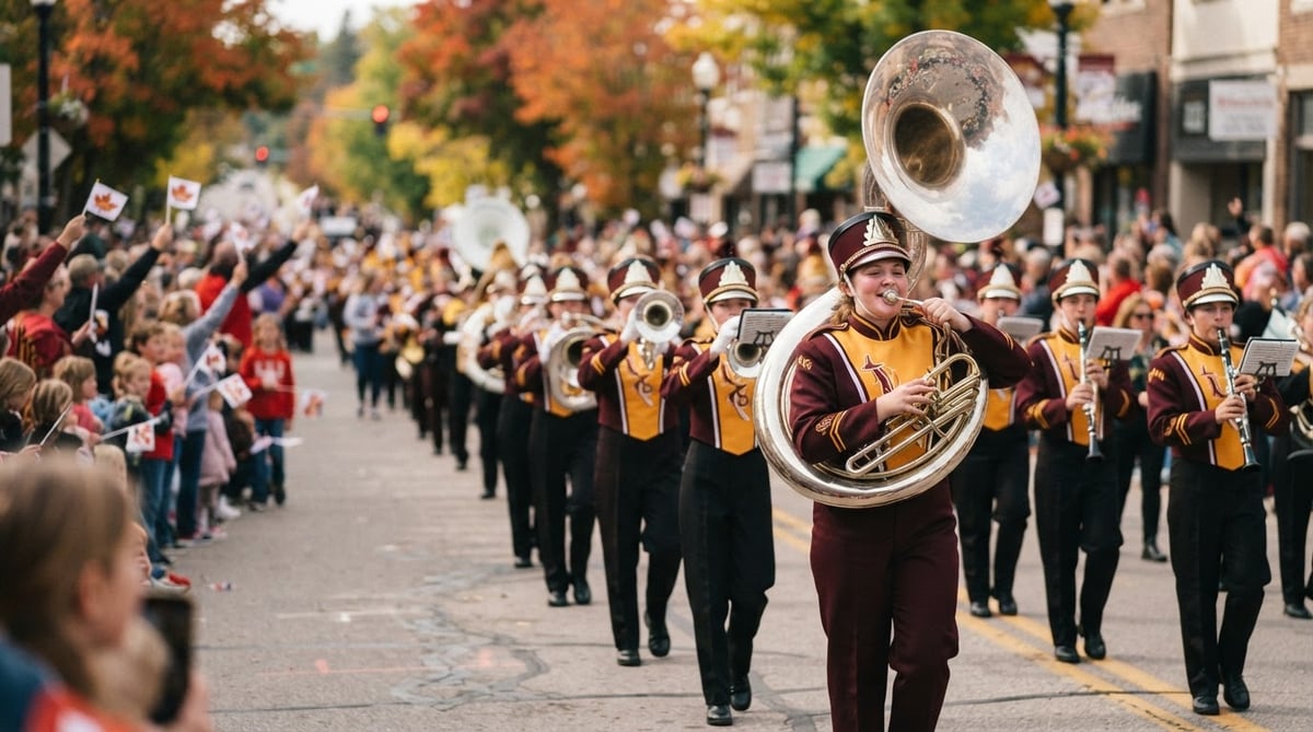 Holmen High School Marching Band Marches in Maple Leaf Parade