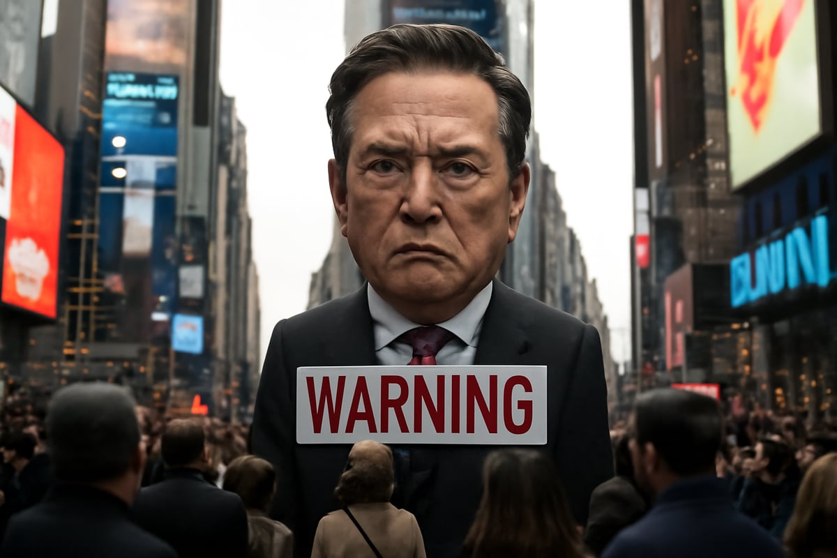 Giant Elon Musk Protest Effigy Jolts Times Square Ahead Of SpaceX IPO