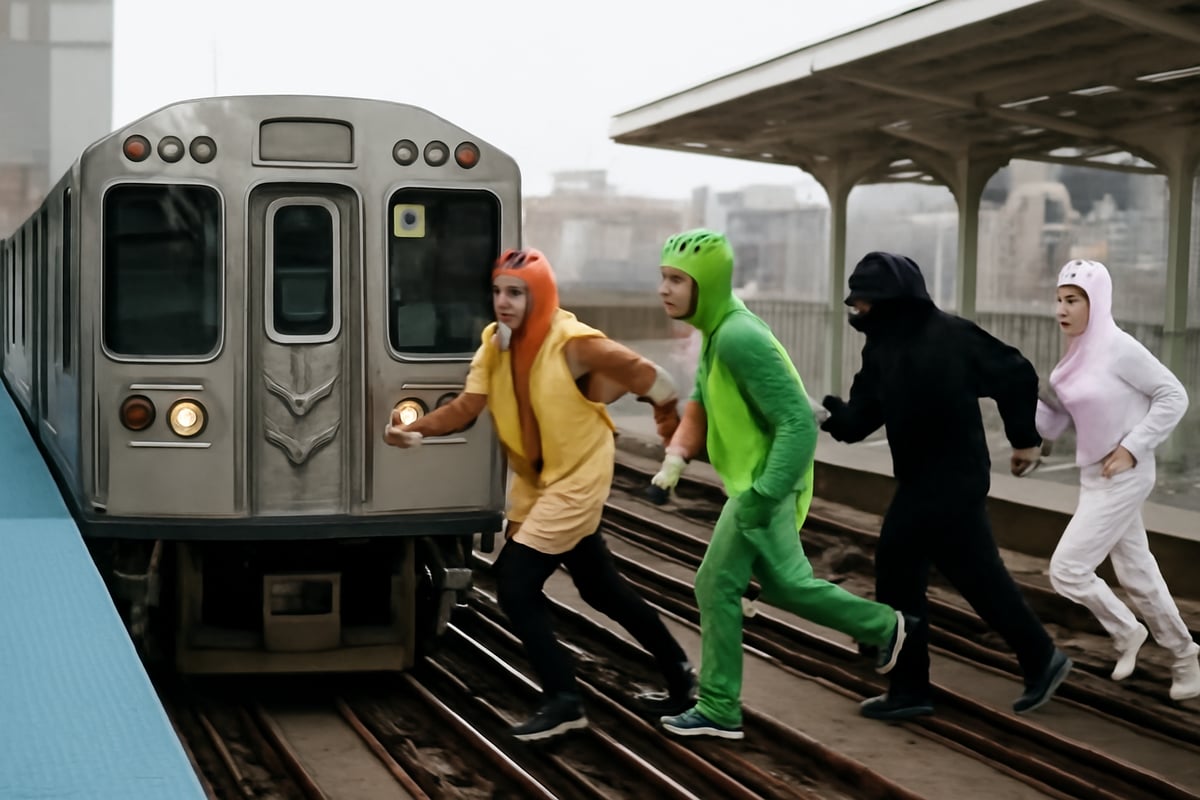 Costumed Chicagoans Ride the Viral 'Catch That Train' Trend