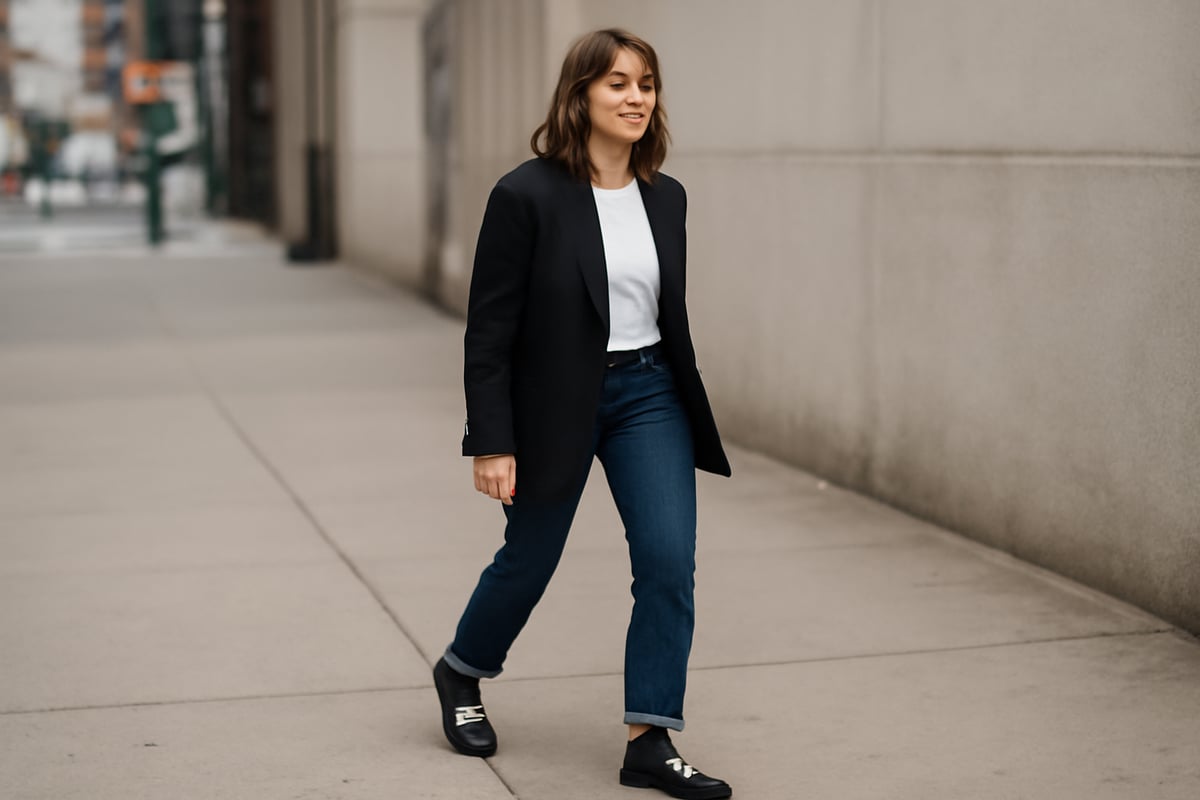 Rashida Jones Wears Embellished Jimmy Choo Loafers In New York