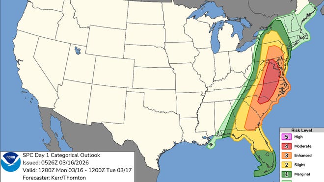 Storms Slam East Coast with Tornado Risk