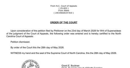 North Carolina Supreme Court Dismisses Former Pembroke Mayor's Petition