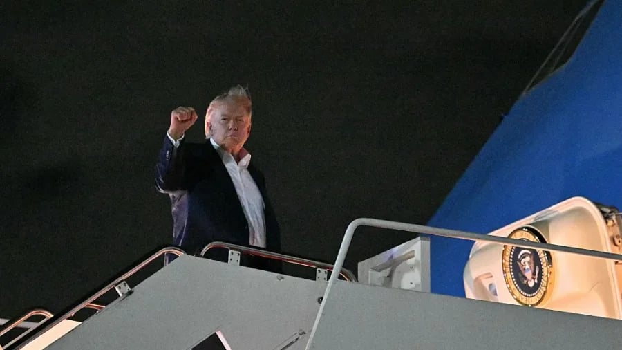 Trump Departs for NATO Summit at Joint Base Andrews