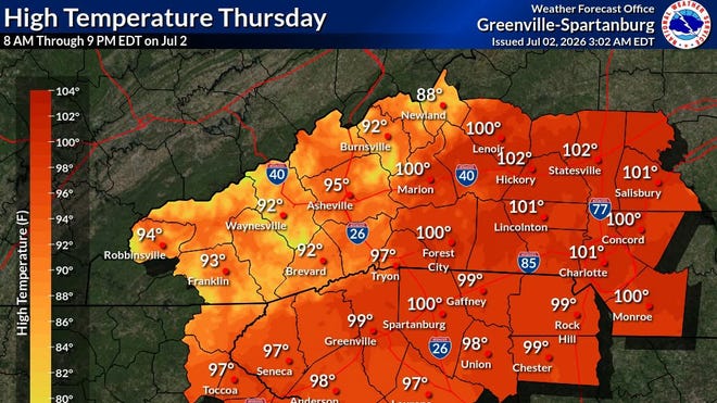 Upstate SC Swelters Under Heat Advisory - 106 Heat Index