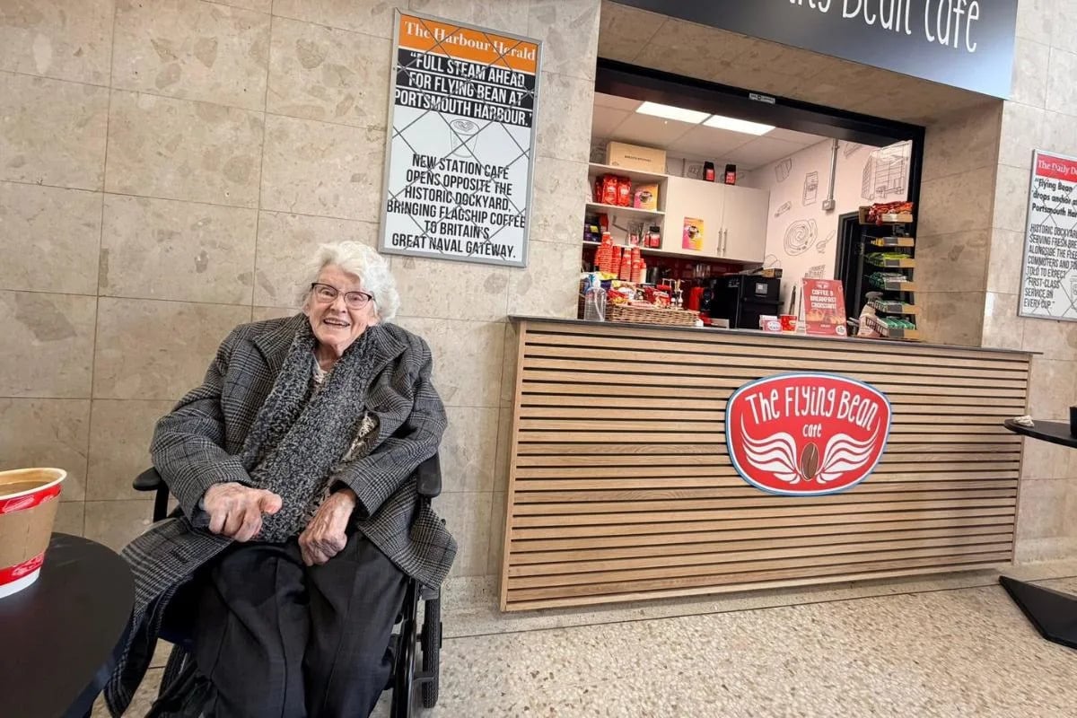 Grandmother Visits Grandson's Cafe at Portsmouth Station